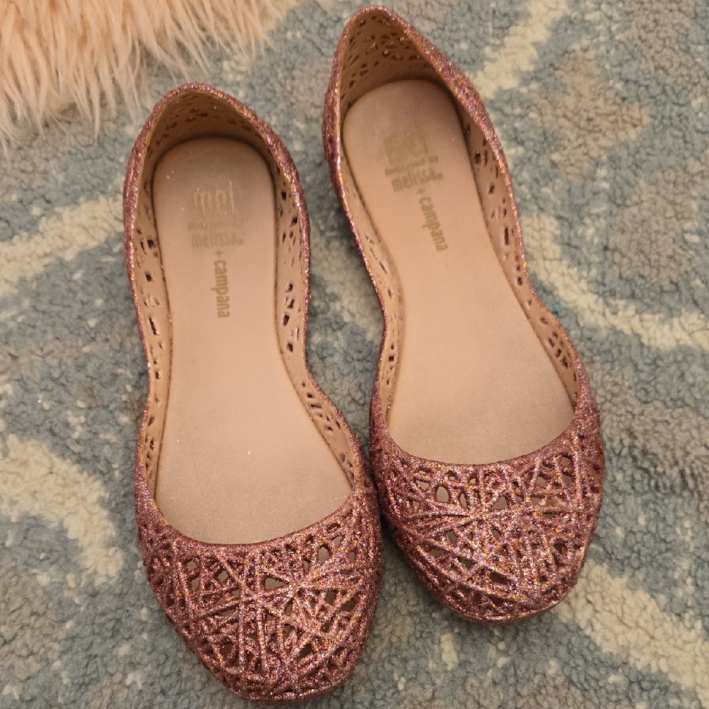 Mini Melissa Sparkling Pink Flats